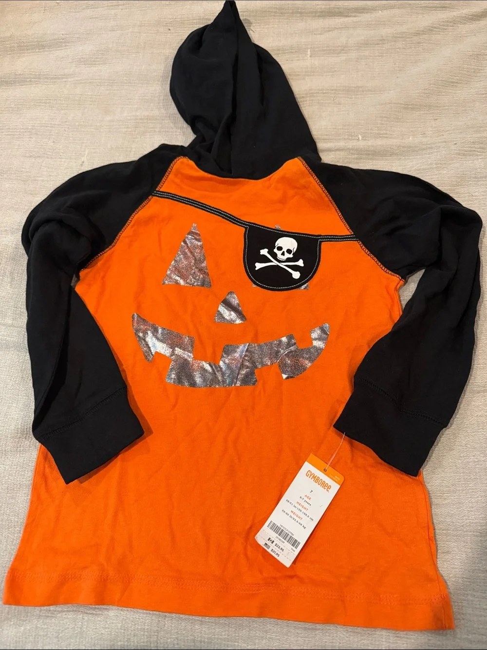 Gymboree Orange & Black Halloween Pumpkin Hooded Tee